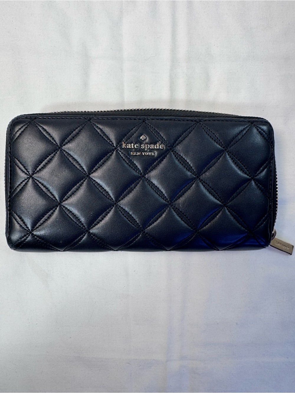 Kate Spade New York Black Quilted Zip Around Continental Wallet